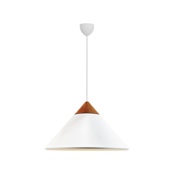 Kinto Pendant in White with Wood Detail