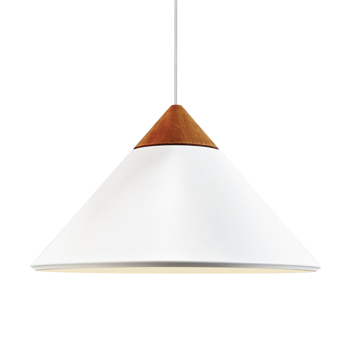 Kinto Pendant in White with Wood Detail