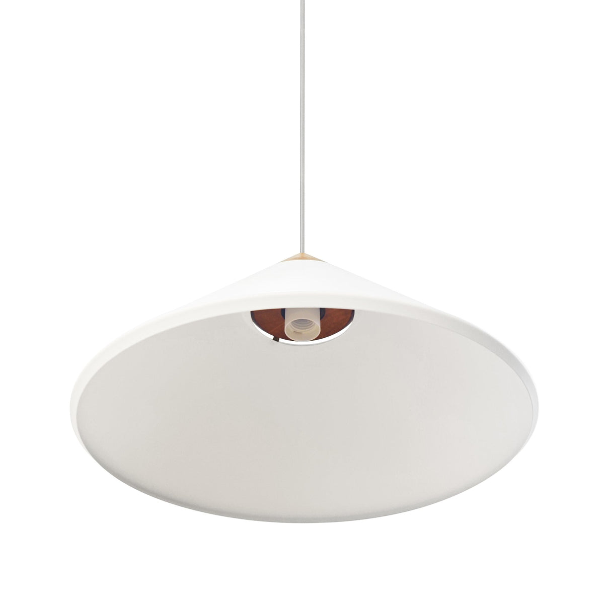 Kinto Pendant in White with Wood Detail