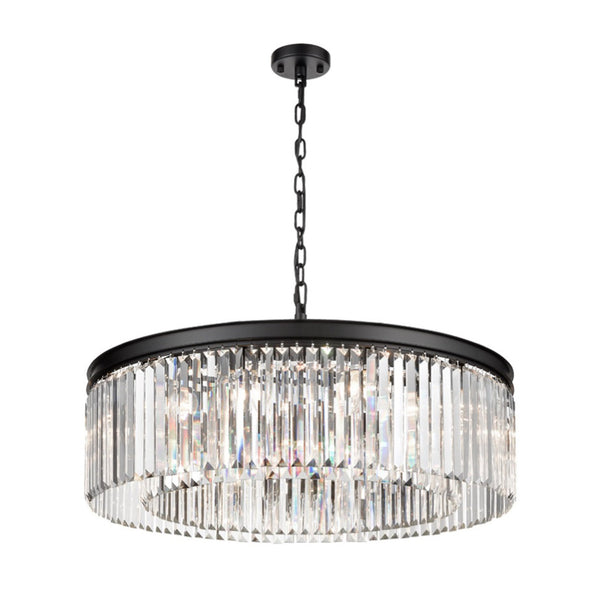 Mannington Ten Lamp Pendant in Matt Black & Rectangular Crystals