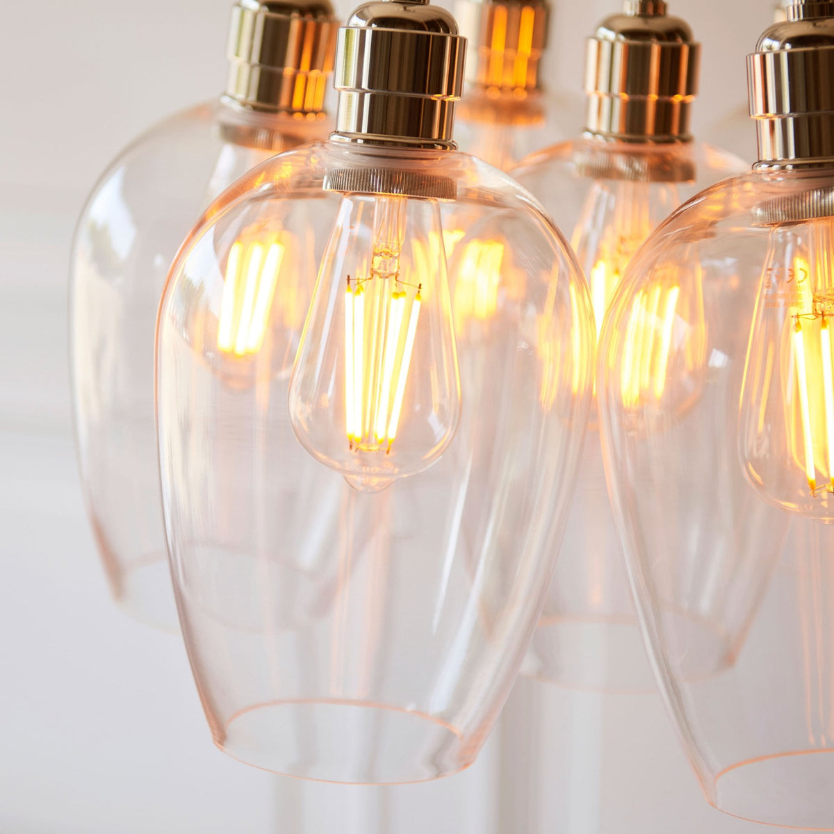 Hoburne 7 Light Cluster Pendant in Bright Nickel with Clear Glass