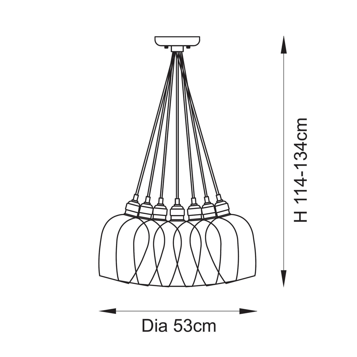 Hoburne 7 Light Cluster Pendant in Antique Brass with Clear Glass