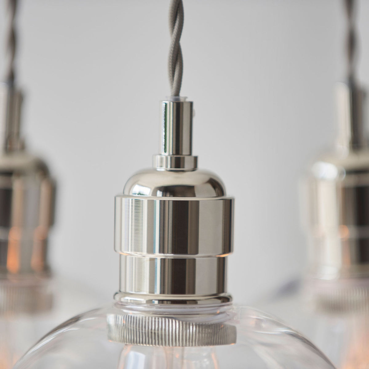 Hoburne 3 Light Cluster Pendant in Bright Nickel with Clear Glass