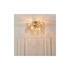 Tuxford Three Light Branch Semi Flush in Aged Gold with Champagne Lustre Glass Droplets