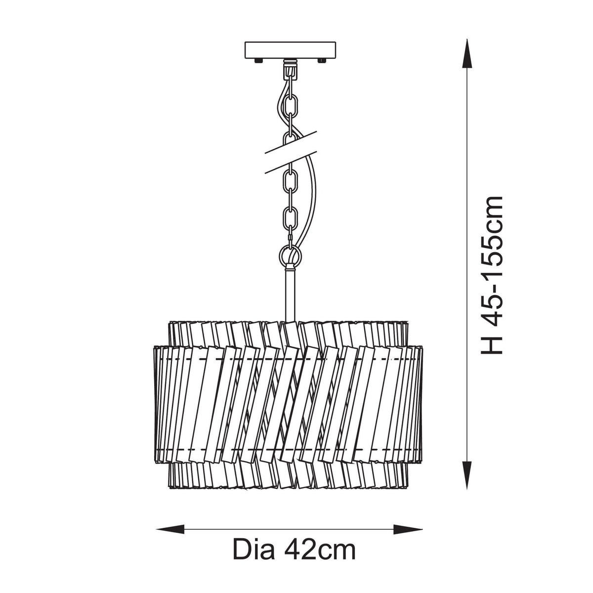 Caunton 3 Light Pendant in Brushed Aged Brass & Double Layered Clear Glass Rods