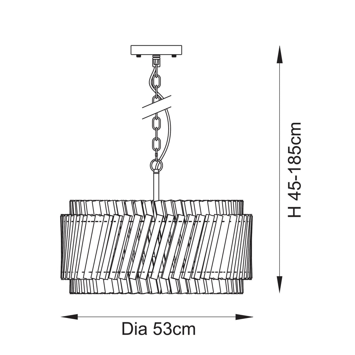 Caunton 5 Light Pendant in Brushed Aged Brass & Double Layered Clear Glass Rods