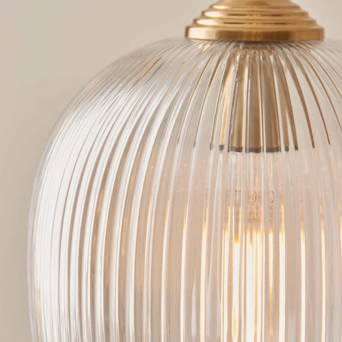 Ashcroft Floor Lamp in Brushed Aged Brass & Clear Ribbed Glass Shade