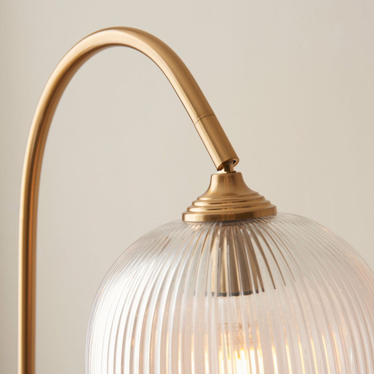 Ashcroft Floor Lamp in Brushed Aged Brass & Clear Ribbed Glass Shade