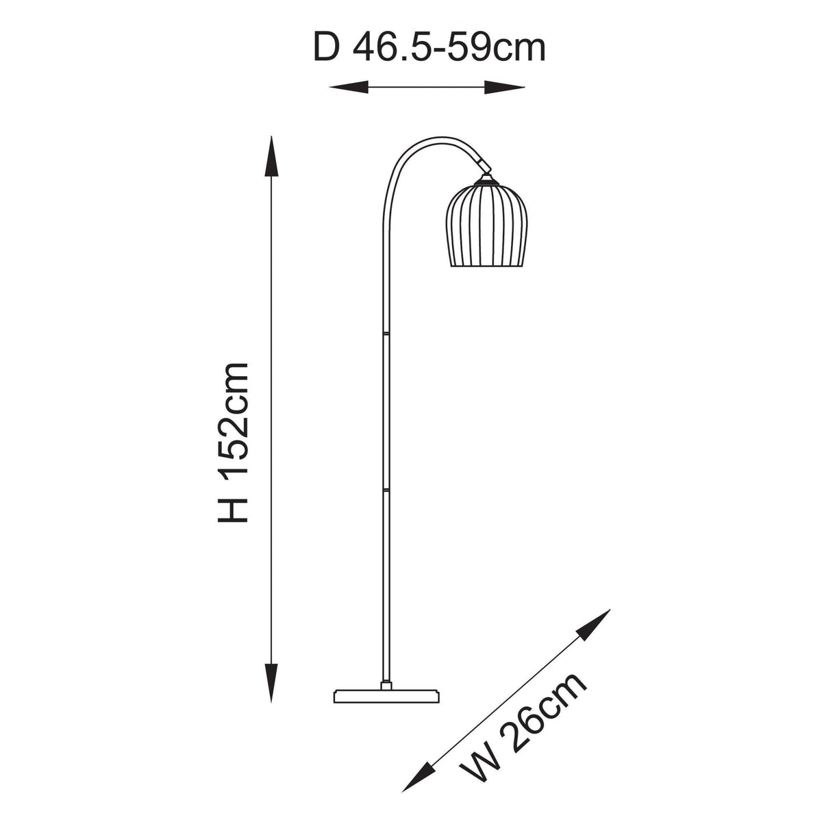 Ashcroft Floor Lamp in Brushed Aged Brass & Clear Ribbed Glass Shade