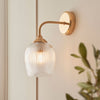 Ashcroft Wall Light in Brushed Aged Brass & Clear Ribbed Glass Shade