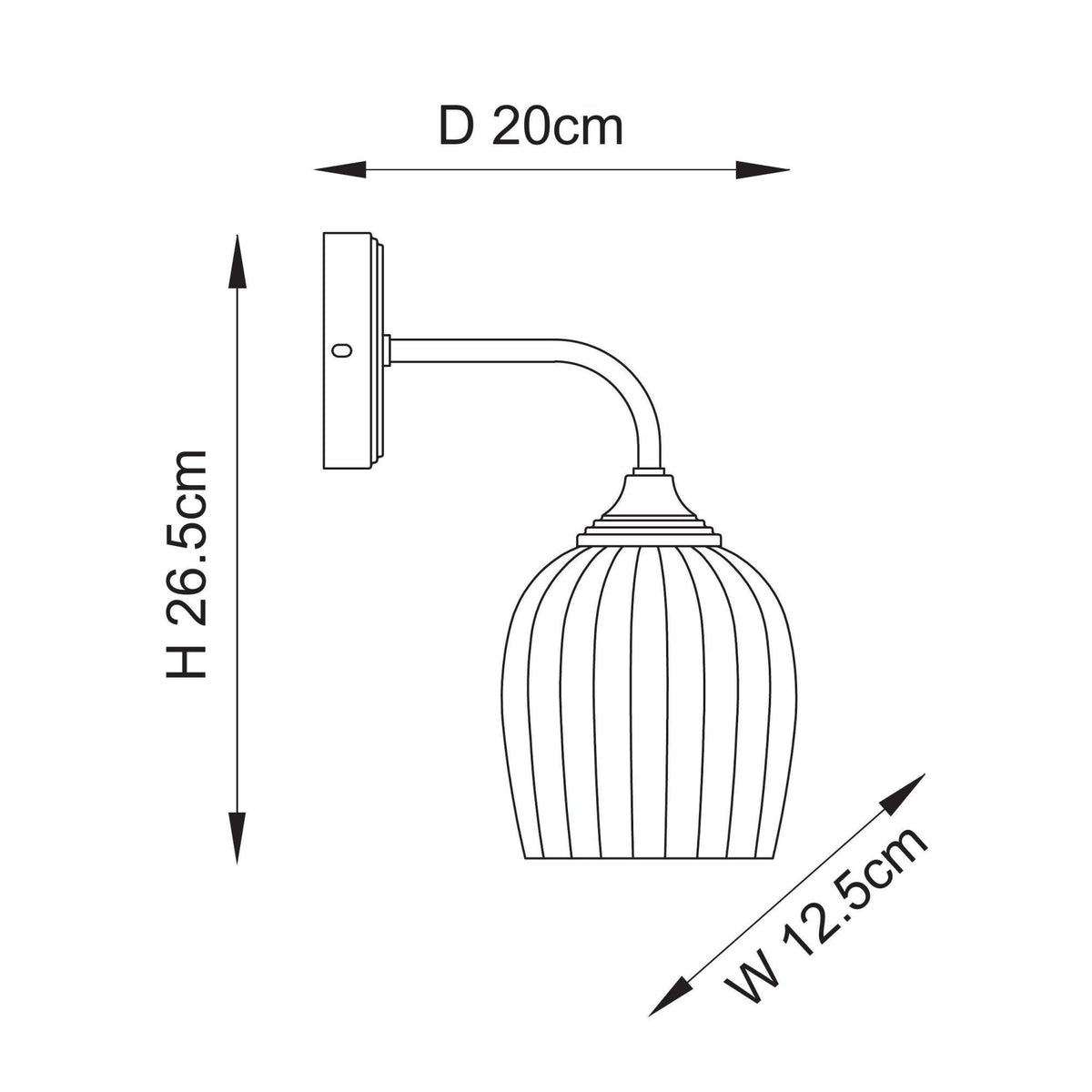 Ashcroft Wall Light in Brushed Aged Brass & Clear Ribbed Glass Shade