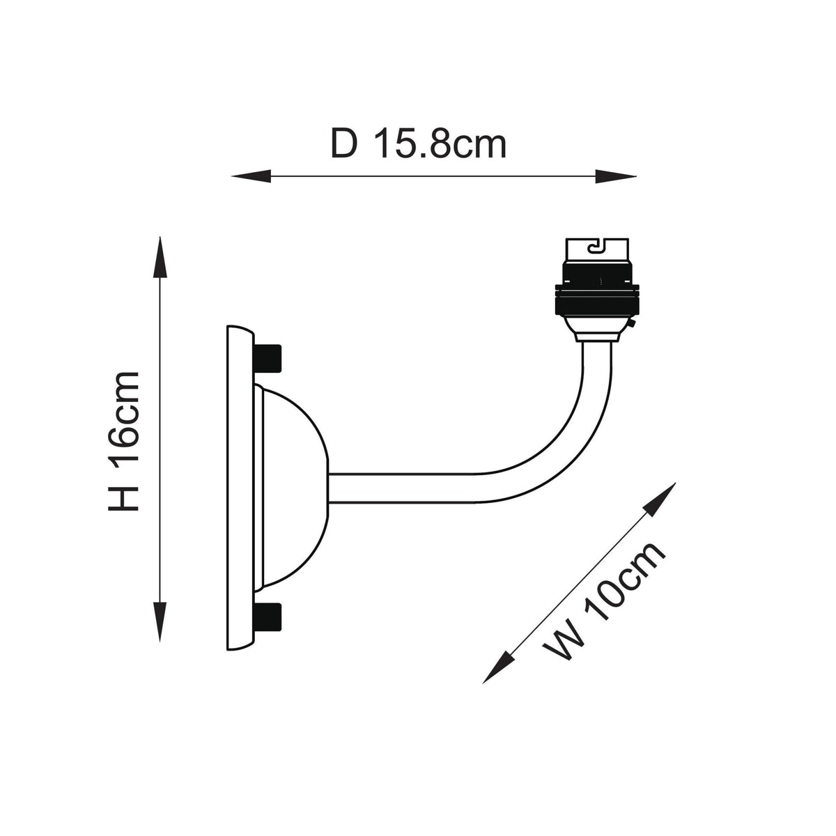 Dome Arc Single Wall Light in Aged Brass