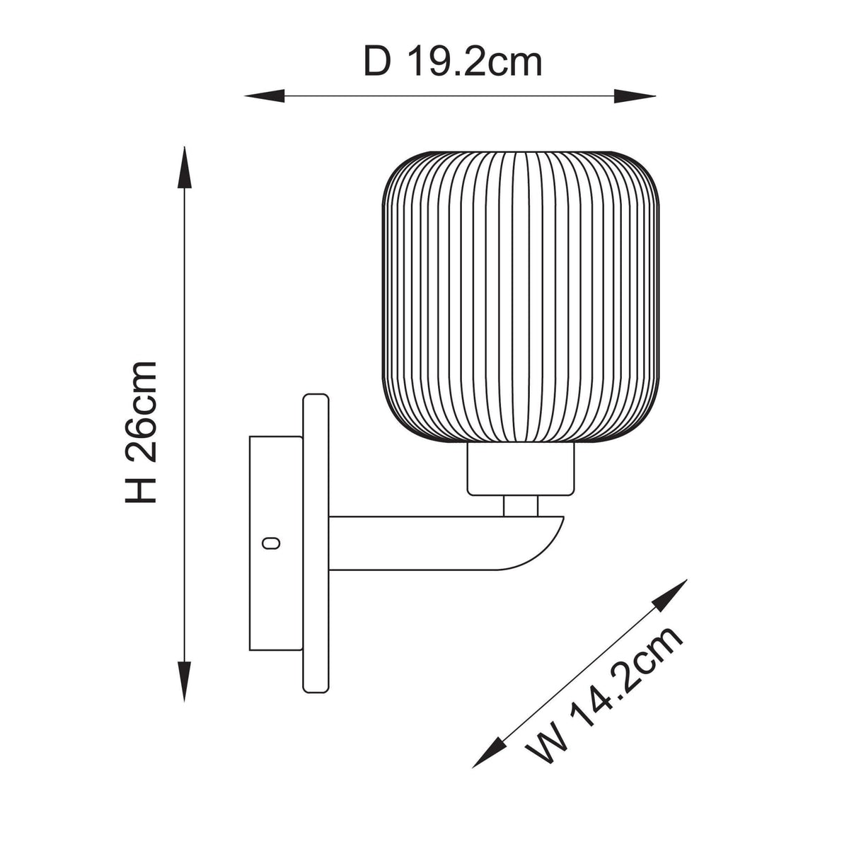 Travi Wall Light in Vintage Brass & Natural Travertine Stone with Clear Ribbed Glass Shade
