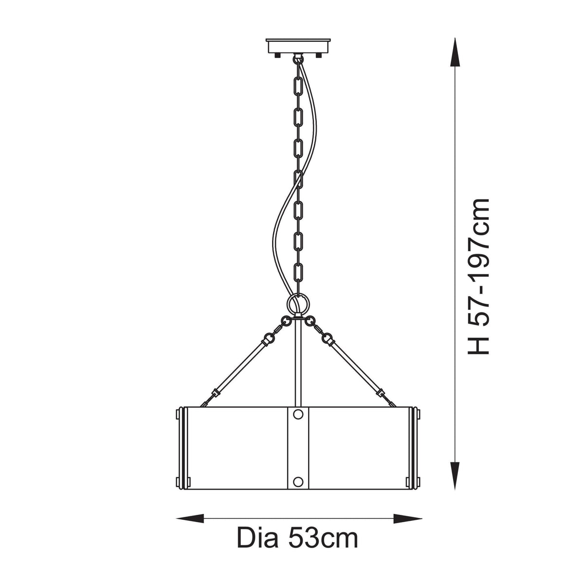 Keller Six Lamp Pendant in Brushed Aged Brass with Handmade Clear Textured Curved Glass Panels