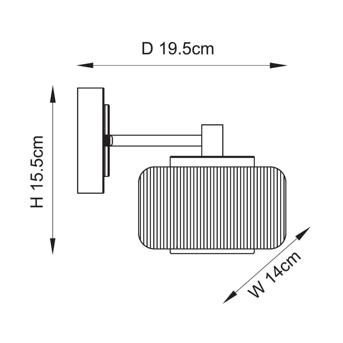 Stamford Wall Light in Brushed Aged Brass & Clear Ribbed Glass Shade with Plated Metal Trim