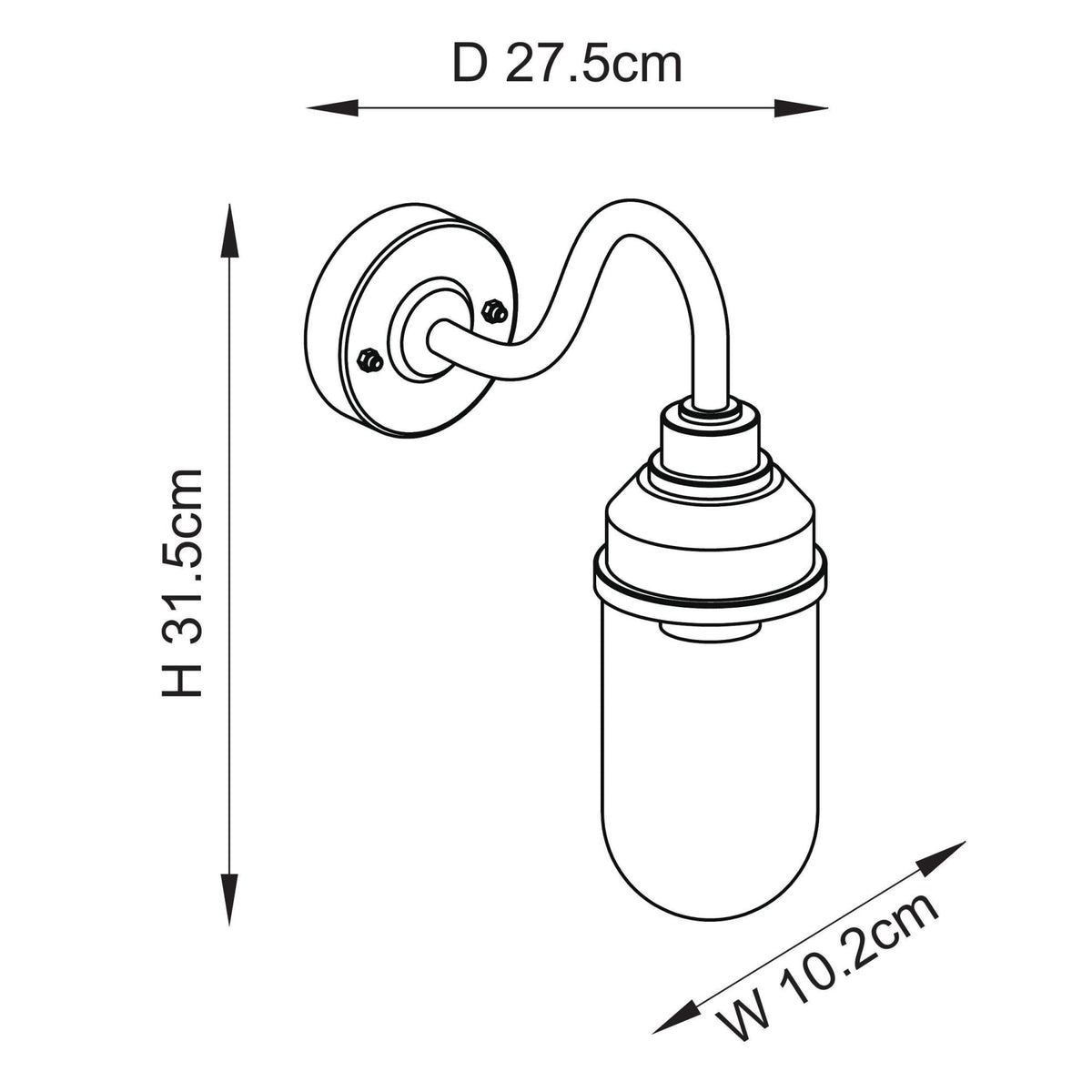 Truro IP44 Wall Light in Matt Black with Clear Glass Shade