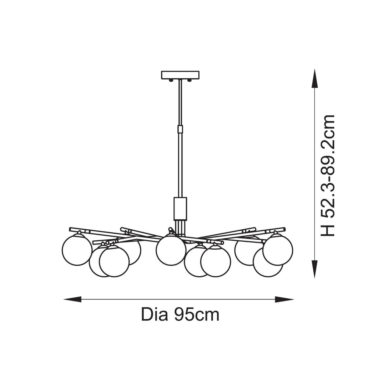 Aaron Ten Lamp Pendant in Brushed Aged Brass & Matt Opal Duplex Glass Spheres