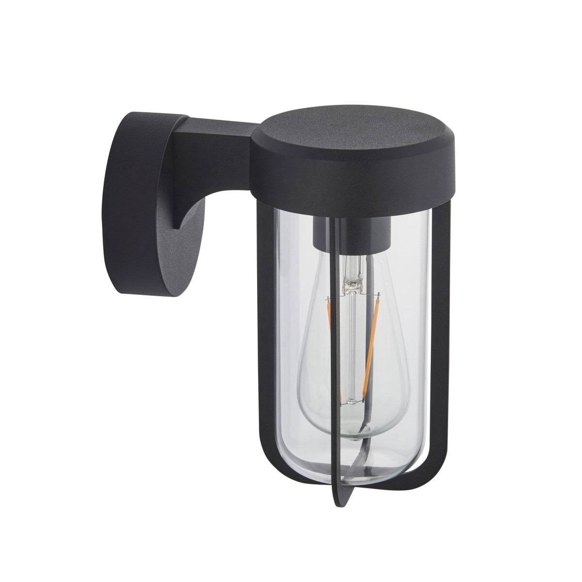 Lucca IP44 Wall Light in Matt Black with Clear Glass Shade