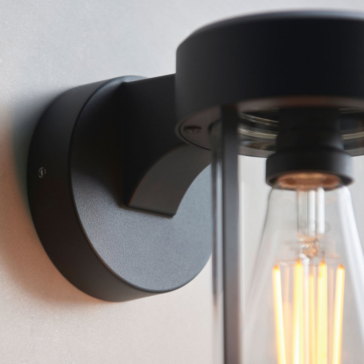 Lucca IP44 Wall Light in Matt Black with Clear Glass Shade