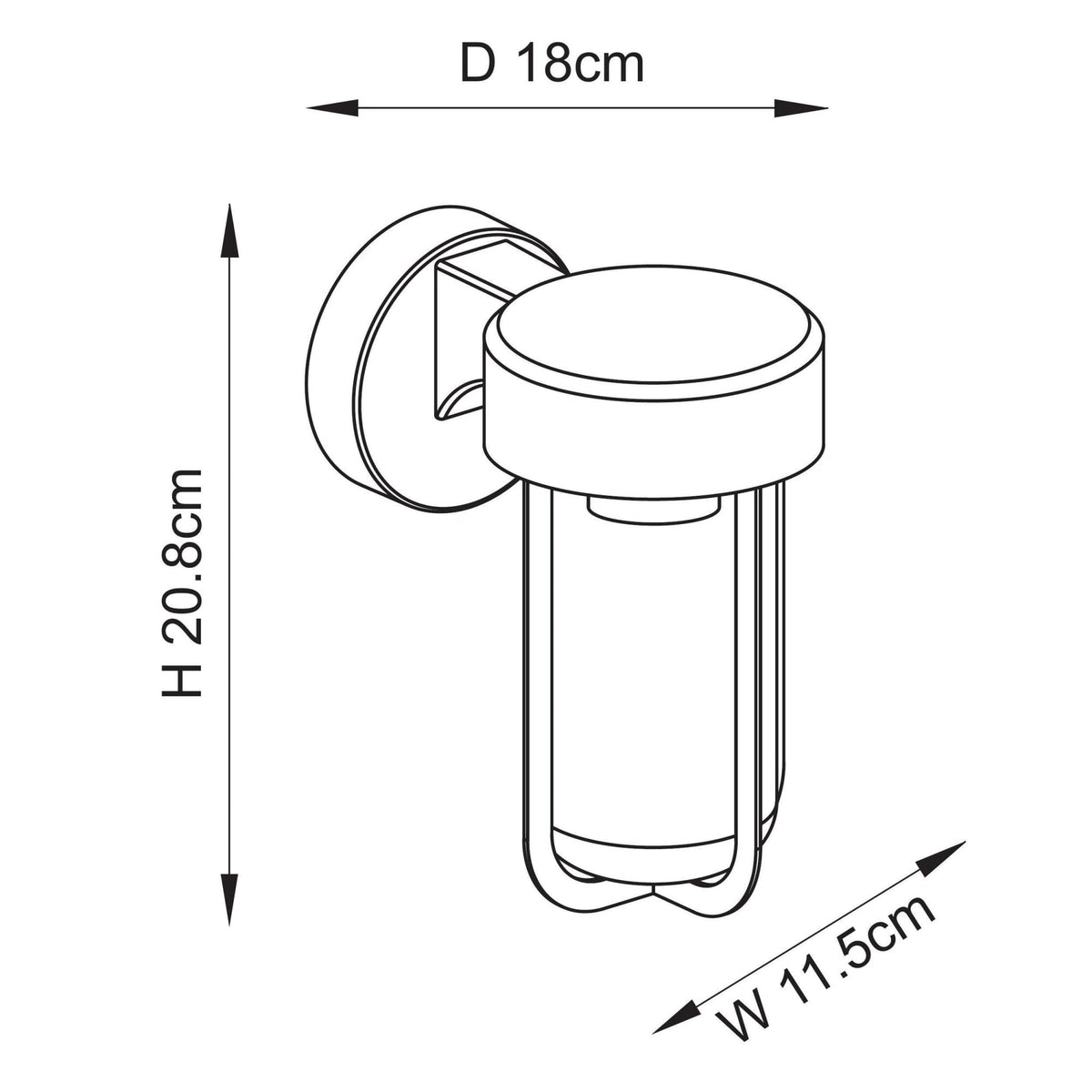 Lucca IP44 Wall Light in Matt Black with Clear Glass Shade