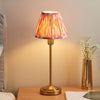 Rise Table Lamp in Vintage Brass with Ikat 16cm Coral Pink Faux Silk Fabric Shade