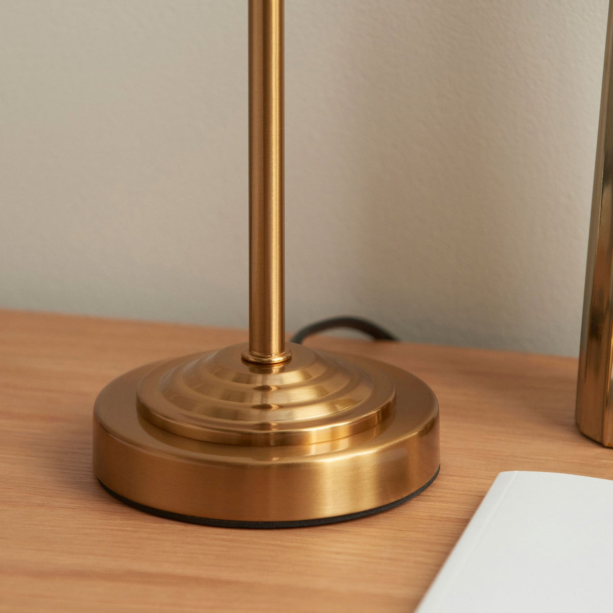 Rise Table Lamp in Vintage Brass with Ikat 16cm Coral Pink Faux Silk F ...
