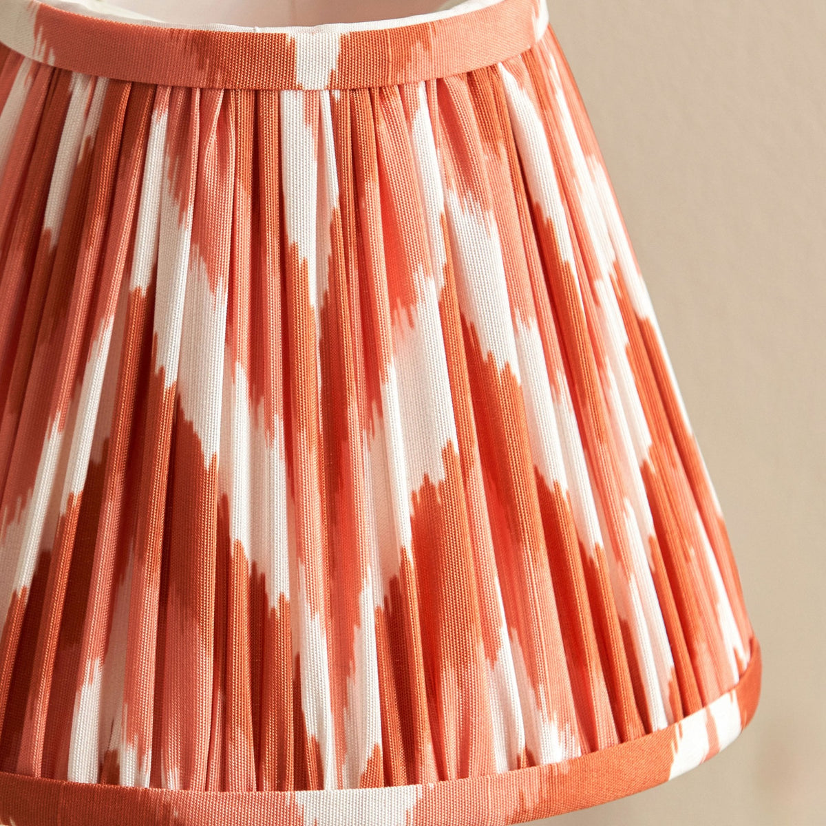 Rise Table Lamp in Antique Bronze with Zigzag 16cm Apricot Orange Faux Silk Fabric Shade