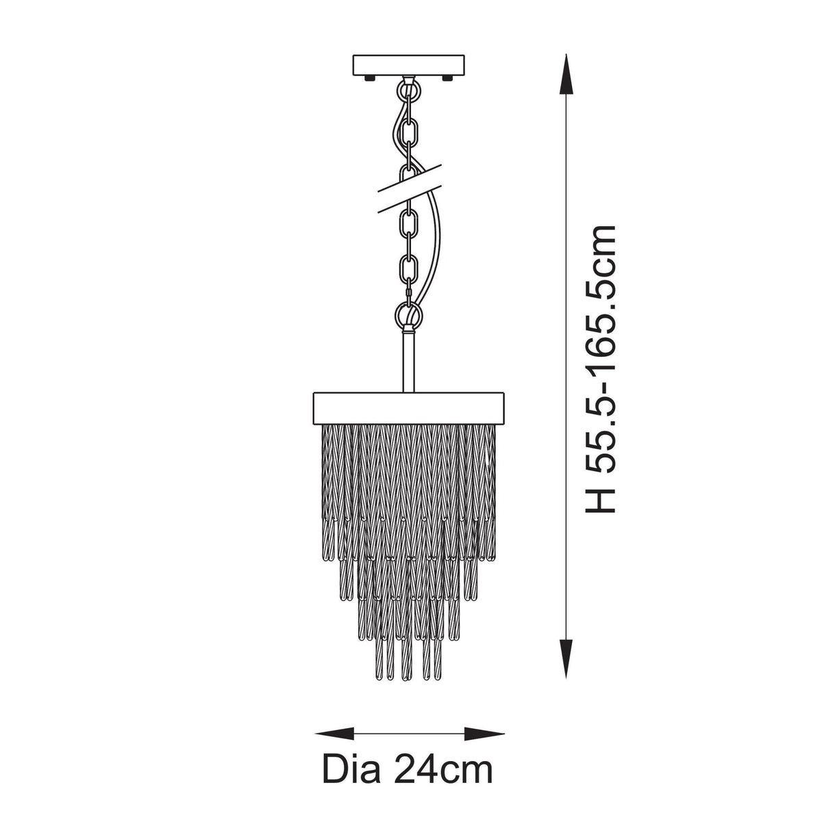 Anistoria Pendant in Brushed Aged Brass & Twisted Clear Decorative Glass Rods