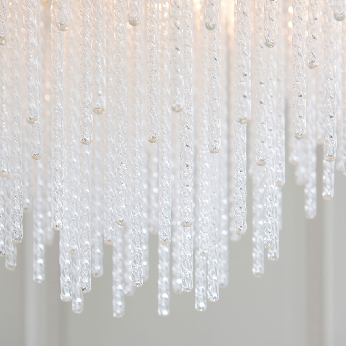 Anistoria Five Light Pendant in Brushed Aged Brass & Twisted Clear Decorative Glass Rods