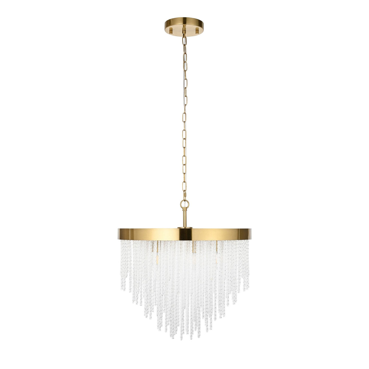 Anistoria Five Light Pendant in Brushed Aged Brass & Twisted Clear Decorative Glass Rods