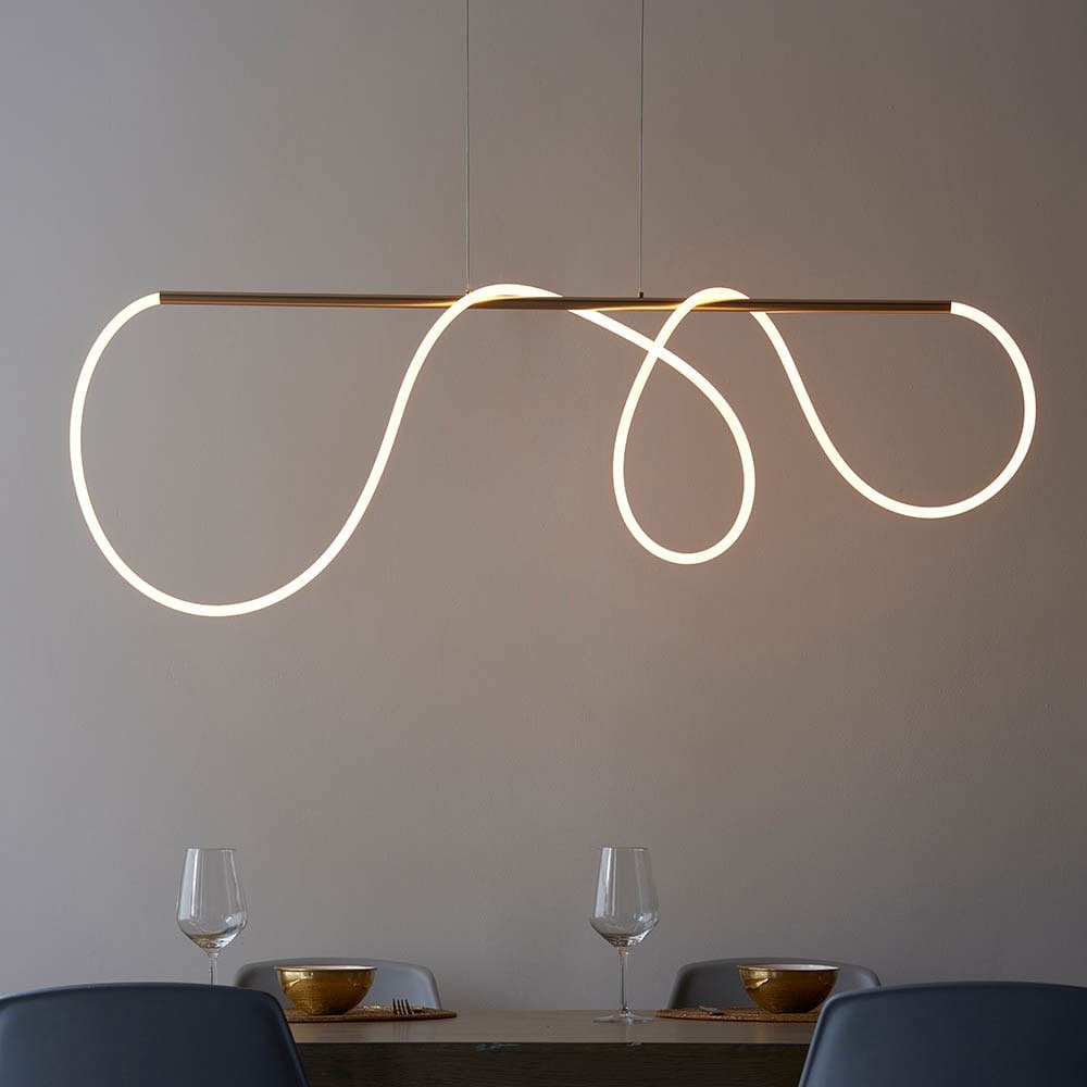 Attalea 43w LED Linear Pendant in Satin Gold with Flexible LED Silicone Tube