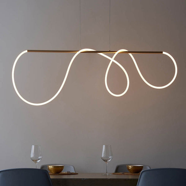 Attalea 43w LED Linear Pendant in Satin Gold with Flexible LED Silicone Tube