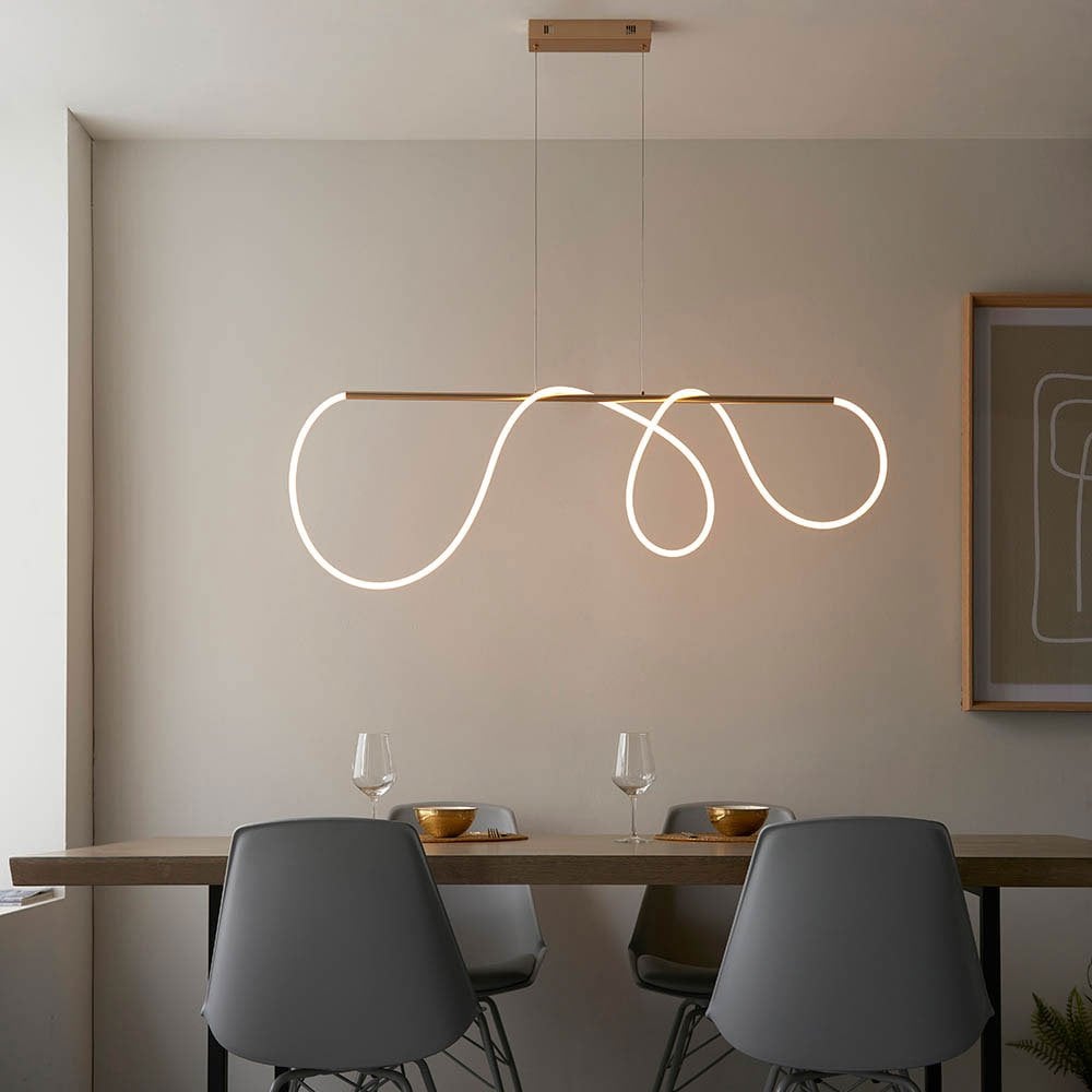 Attalea 43w LED Linear Pendant in Satin Gold with Flexible LED Silicone Tube
