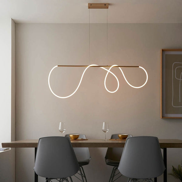 Attalea 43w LED Linear Pendant in Satin Gold with Flexible LED Silicone Tube