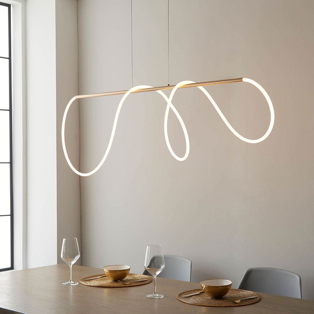 Attalea 43w LED Linear Pendant in Satin Gold with Flexible LED Silicone Tube