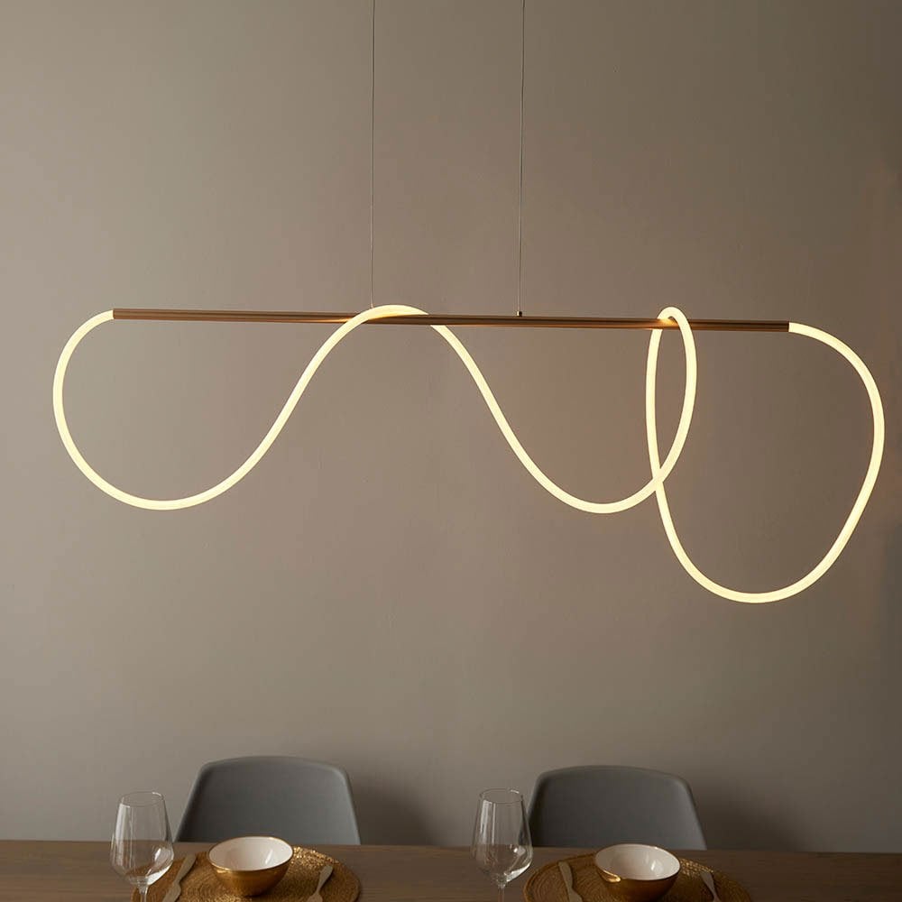 Attalea 43w LED Linear Pendant in Satin Gold with Flexible LED Silicone Tube