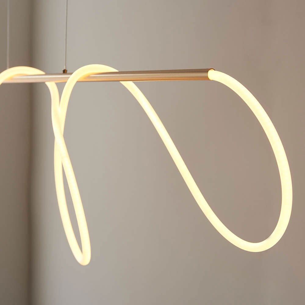 Attalea 43w LED Linear Pendant in Satin Gold with Flexible LED Silicone Tube