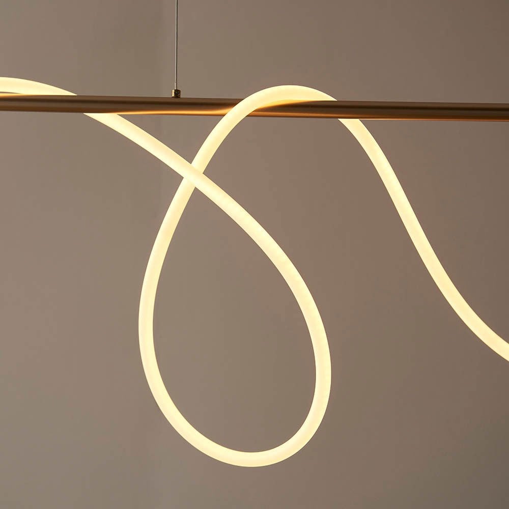 Attalea 43w LED Linear Pendant in Satin Gold with Flexible LED Silicone Tube