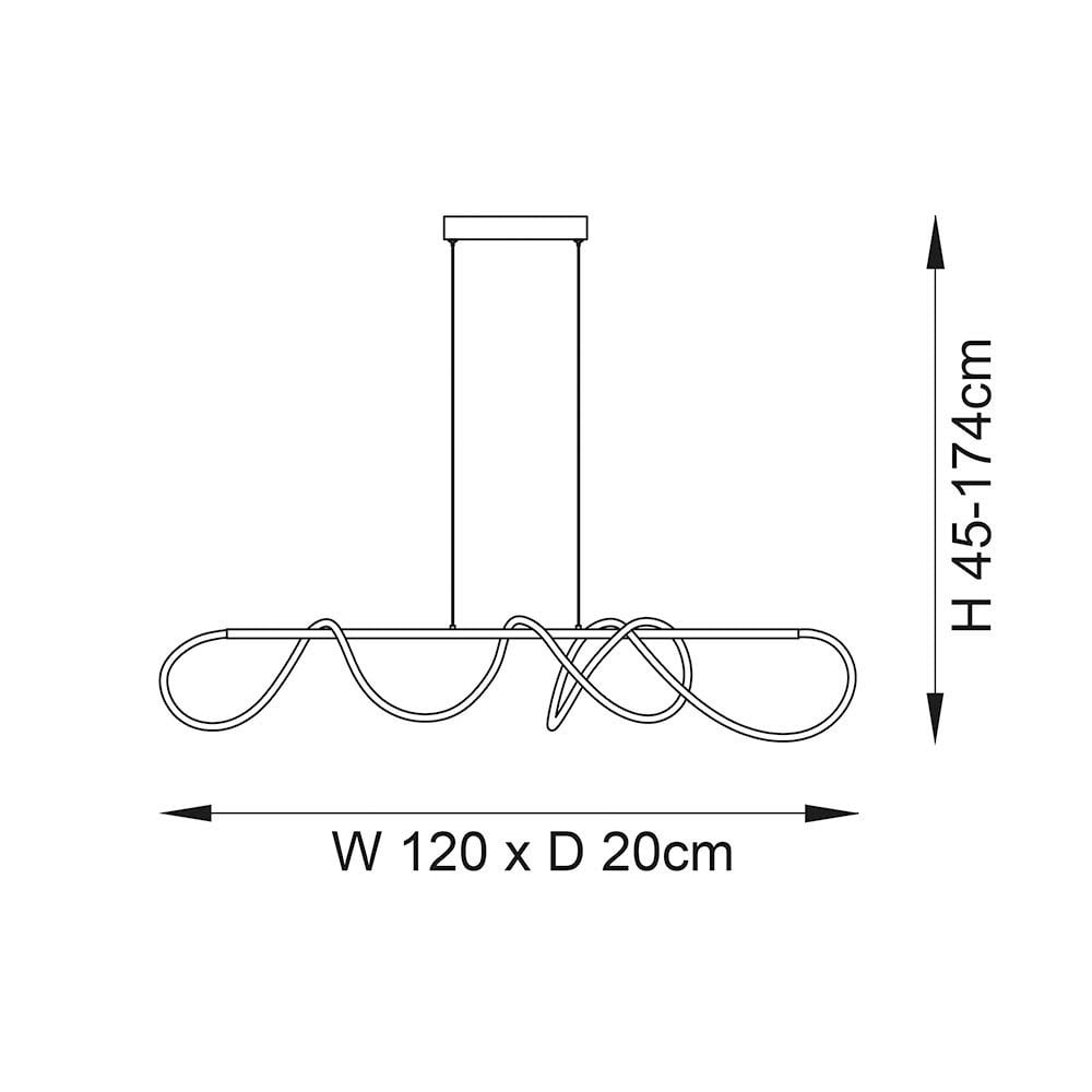 Attalea 43w LED Linear Pendant in Satin Gold with Flexible LED Silicone Tube