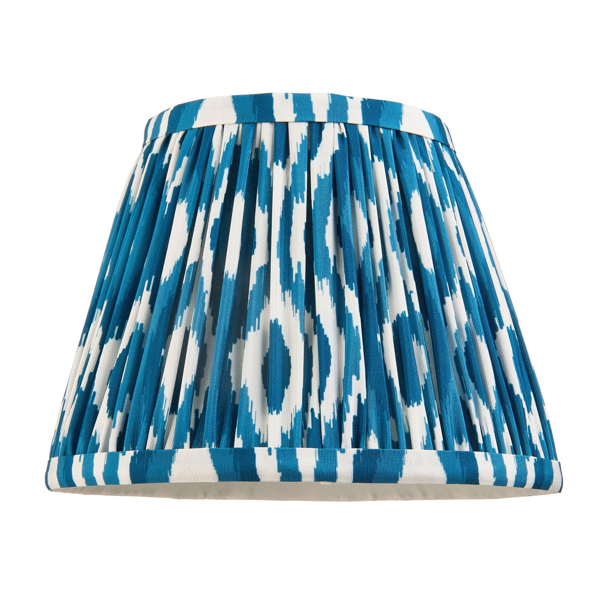 Bibury Table Lamp in Satin Blue with Ikat 20cm Marlin Blue Shade