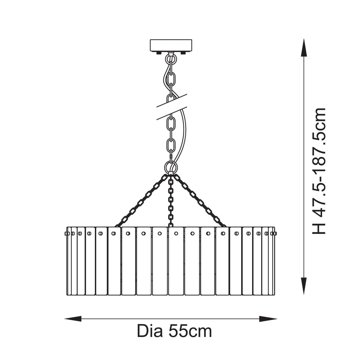 Karine Five Light Pendant in Brushed Aged Brass with Handmade Clear Textured Glass Panels