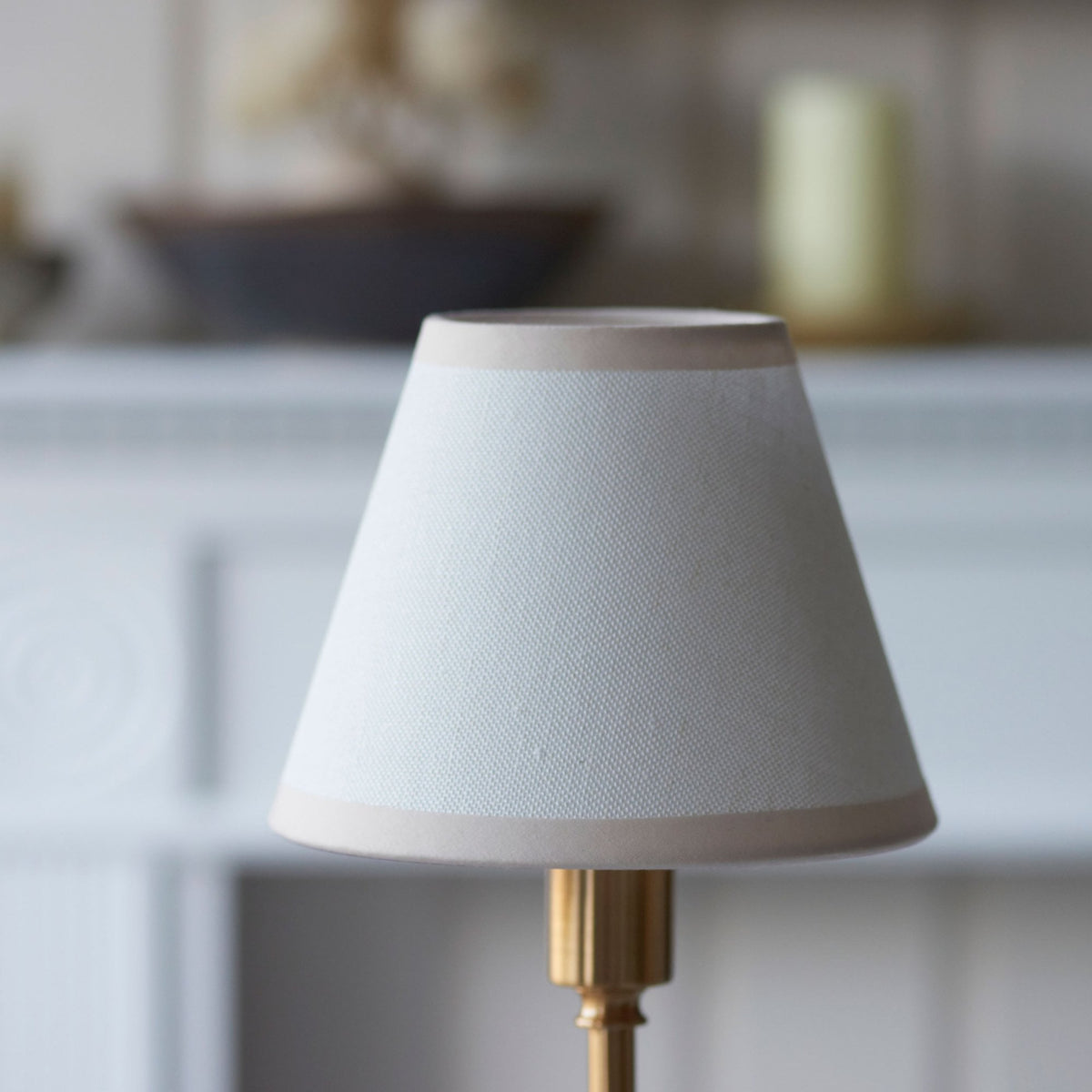 Burley Rechargeable Table Lamp in Brushed Aged Brass with Ivy 16cm Vintage White Shade