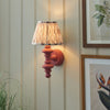 Carnaby Wall Light in Satin Pink Clay Painted Finish with Ikat 20cm Neutral Faux Silk Fabric Shade