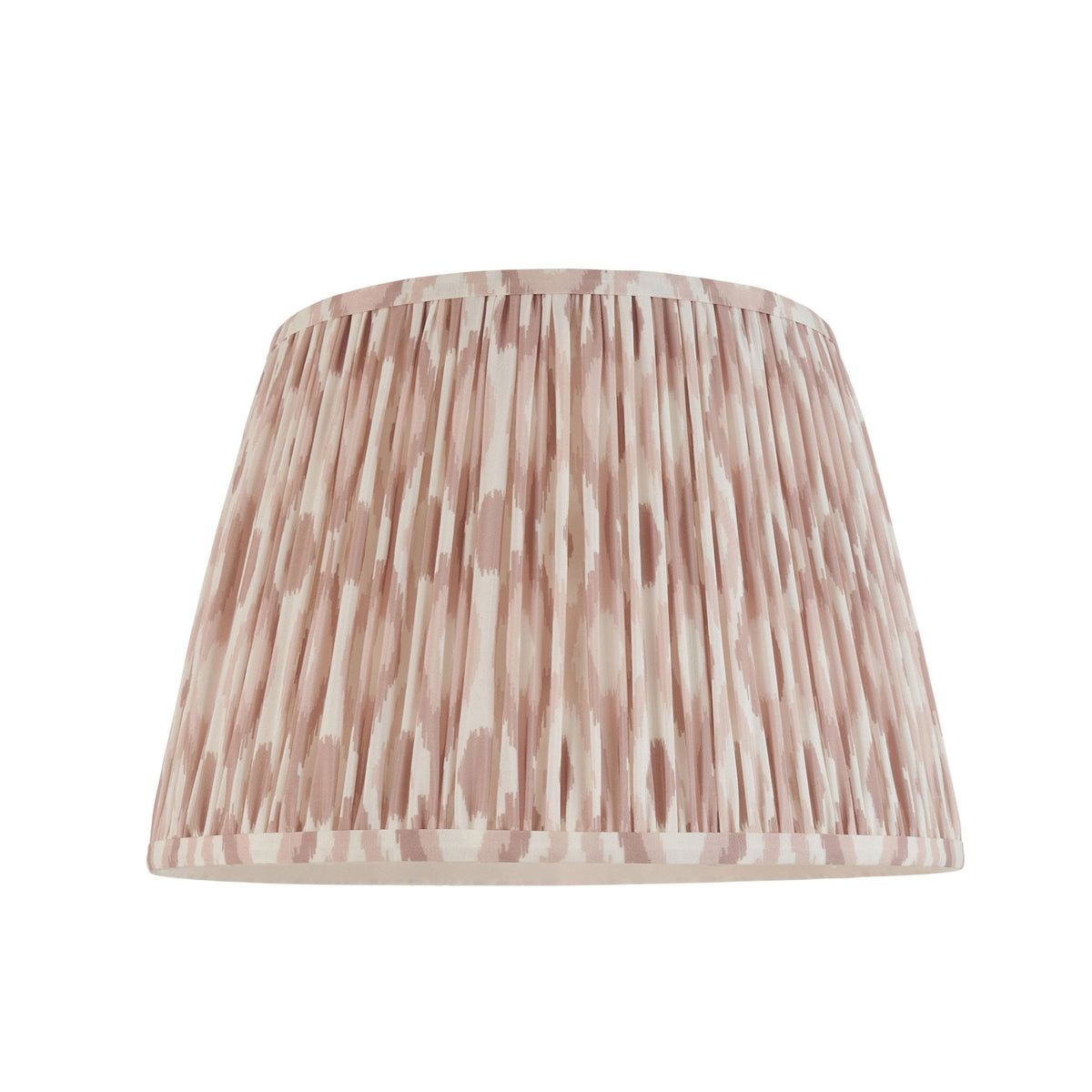 Carnaby Floor Lamp in Satin Almond White Painted Finish with Ikat 35cm Neutral Faux Silk Fabric Shade