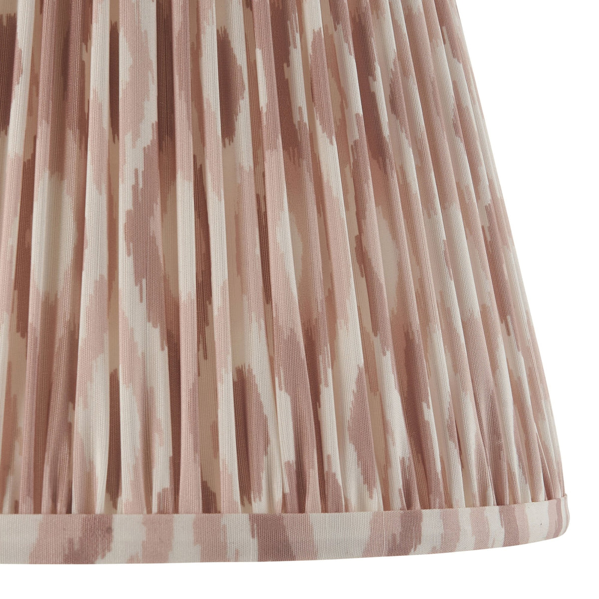 Carnaby Floor Lamp in Satin Almond White Painted Finish with Ikat 35cm Neutral Faux Silk Fabric Shade