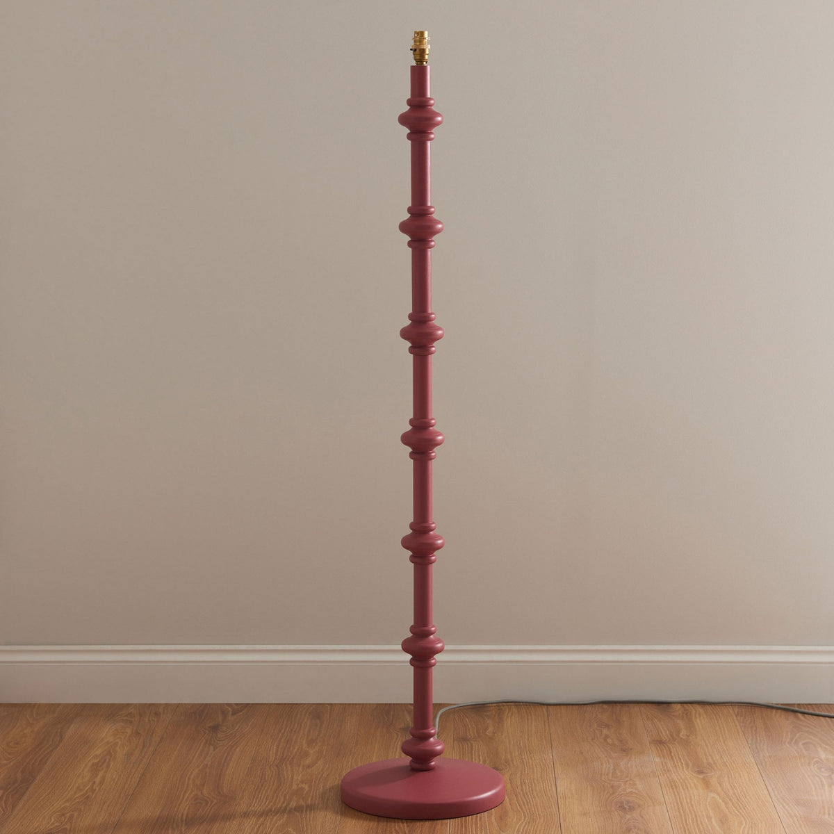 Carnaby Floor Lamp in Satin Pink Clay Painted Finish with Ikat 35cm Neutral Faux Silk Fabric Shade
