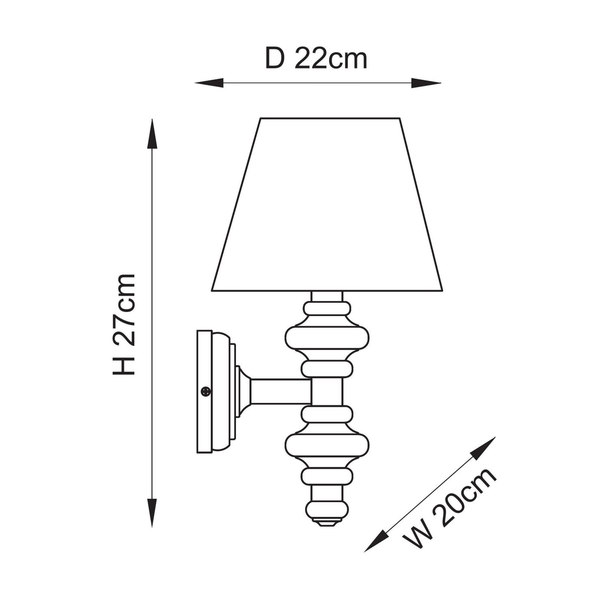 Carnaby Wall Light in Satin Marlin Blue Painted Finish with Ripple 20cm Marlin Blue Faux Linen Fabric Shade