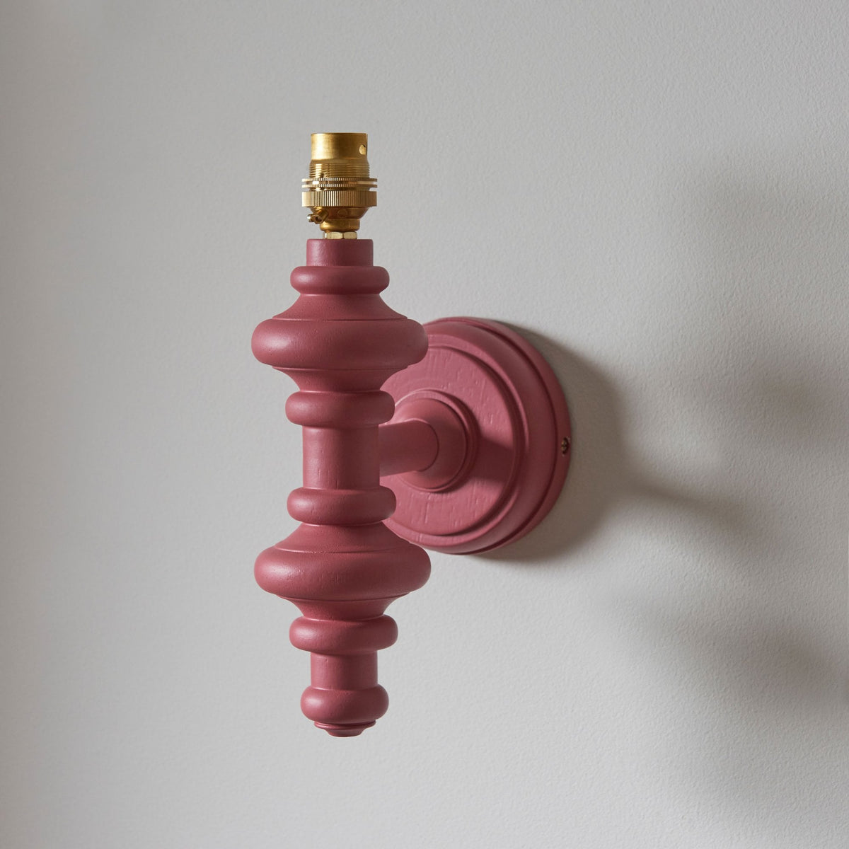 Carnaby Wall Light in Satin Pink Clay Painted Finish with Ripple 20cm Coral Pink Faux Linen Fabric Shade