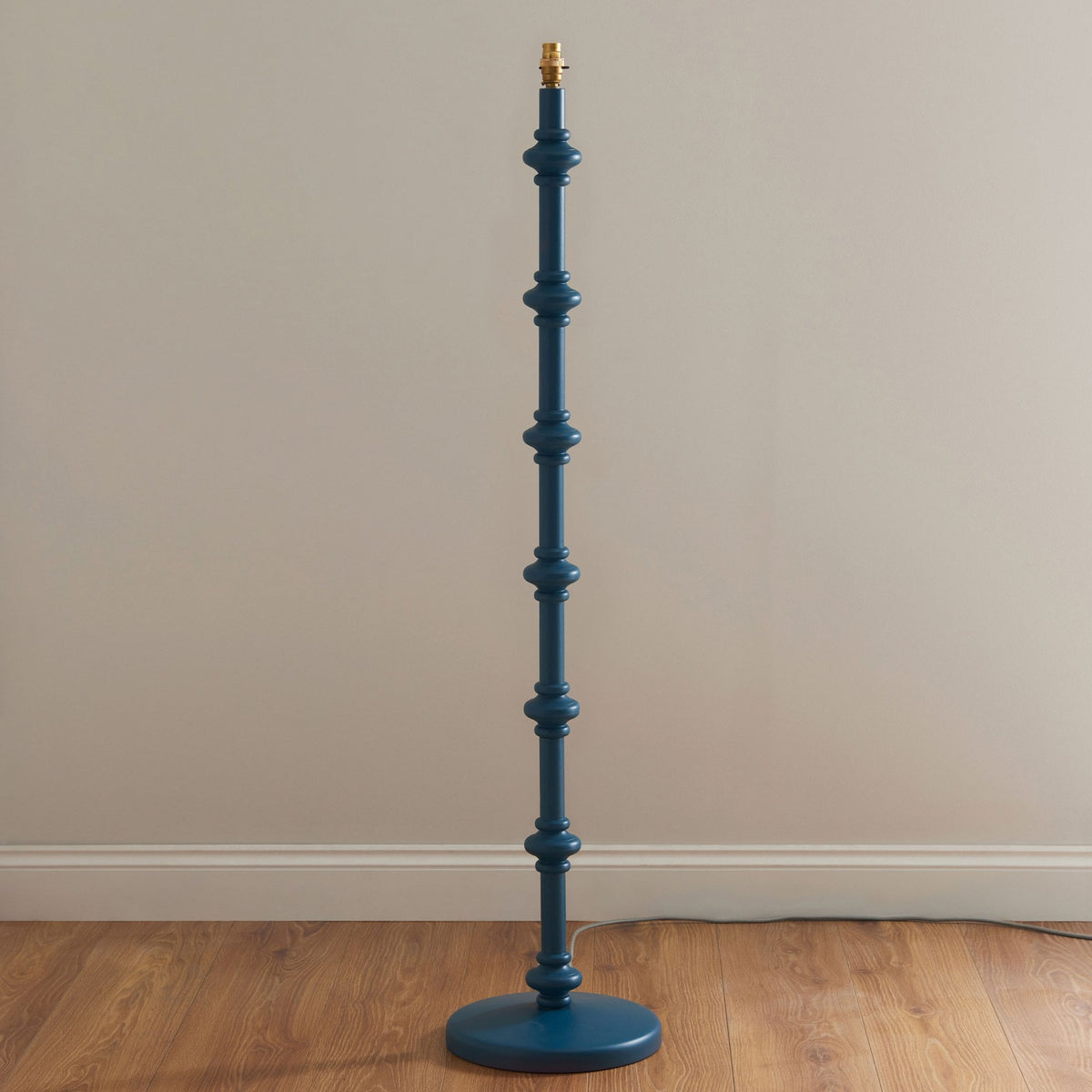 Carnaby Floor Lamp in Satin Marlin Blue Painted Finish with Ripple 35cm Marlin Blue Faux Linen Fabric Shade