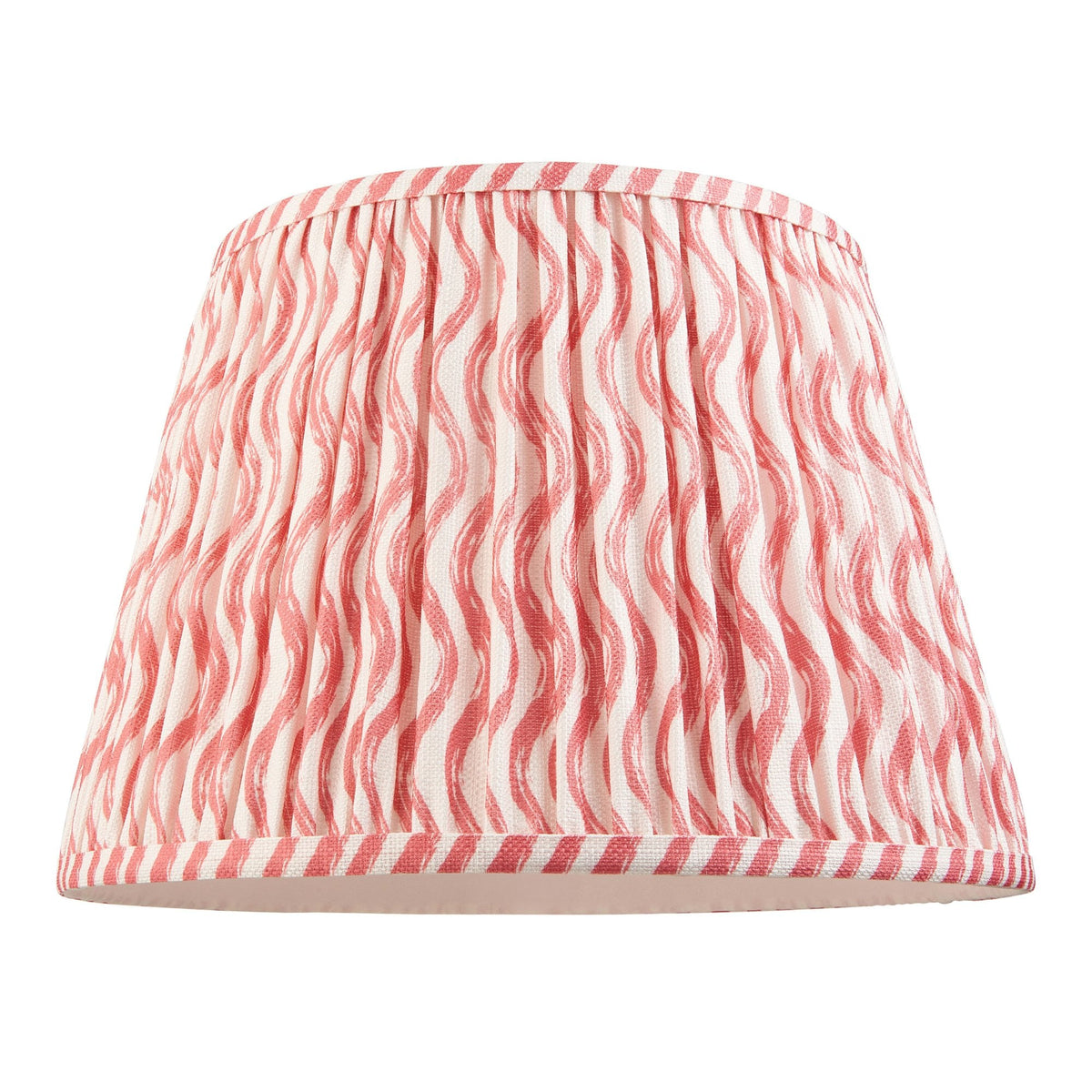 Carnaby Floor Lamp in Satin Pink Clay Painted Finish with Ripple 35cm Coral Pink Faux Linen Fabric Shade